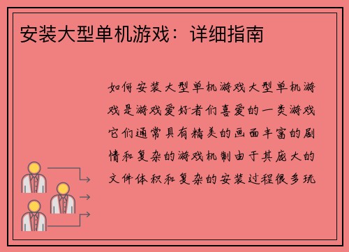 安装大型单机游戏：详细指南